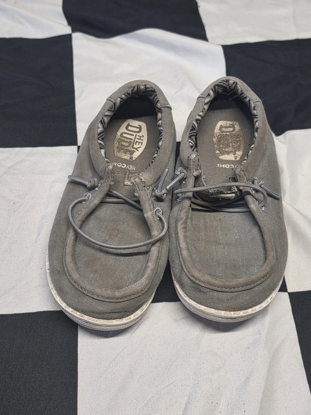 Hey Dude Kids Gray Canvas Slip-On Moccasins